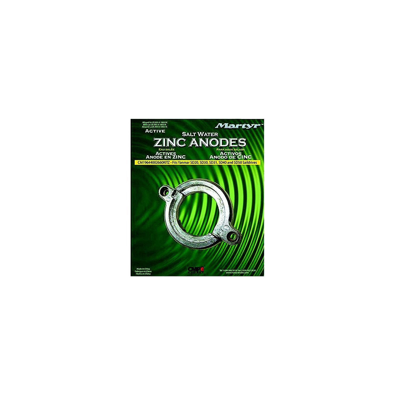 Martyr AP19644002660KITZ AP19644002660KZ Yanmarâ„¢ Split Ring Saildrive Anode, Zinc