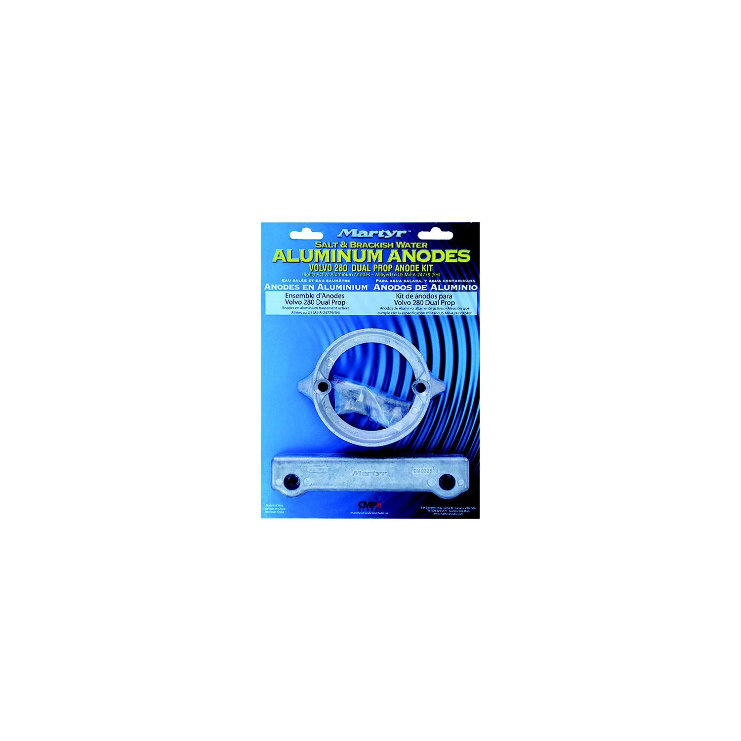 Martyr CM280DPKITA Aluminum Anode Kit For Volvo Penta 280 Dual Prop Engine (Contains 1-875821, 1-832598 and Fastening Hardware)