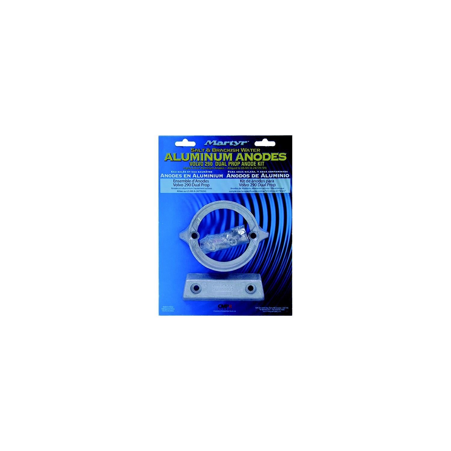 Martyr CM290DPKITZ Zinc Anode Kit For Volvo Penta 290 Dual Prop Engine (Contains 1-875821, 1-852835 and Fastening Hardware)