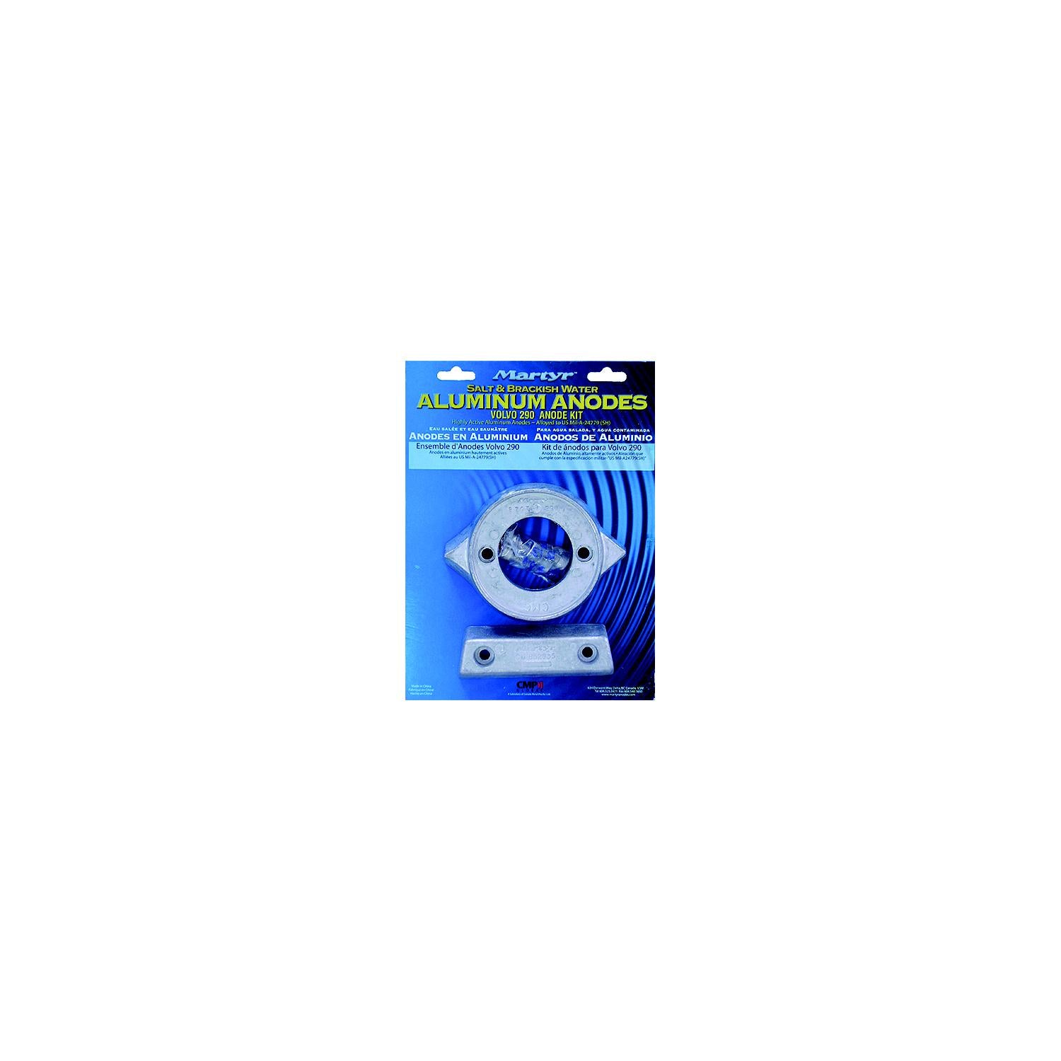 Martyr CM290KITA Aluminum Anode Kit For Volvo Penta 290 Engine (Contains 1-V18, 1-852835 and Fastening Hardware)