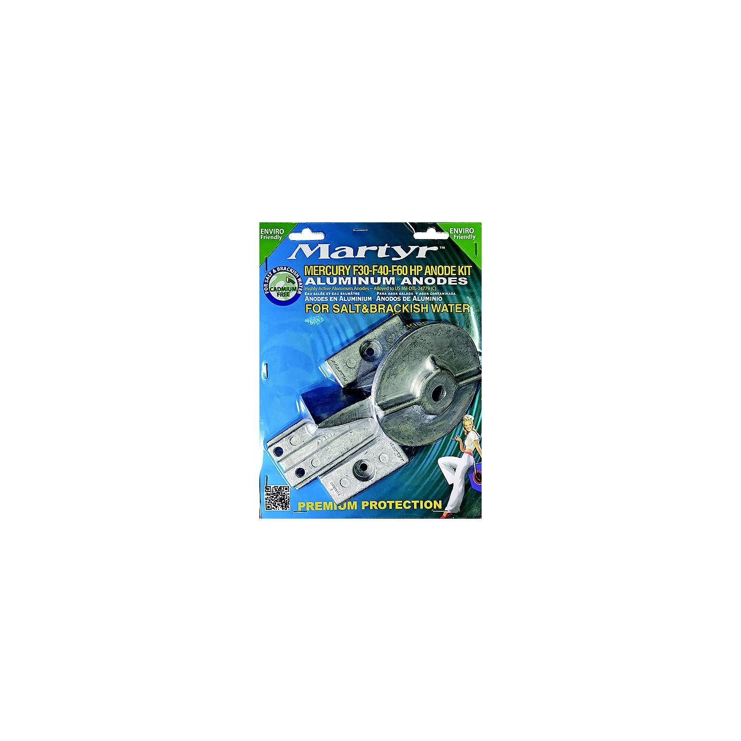 Martyr CMM3060KITA Aluminum Anode Kit For Mercury F30-F40-F60HP Engines