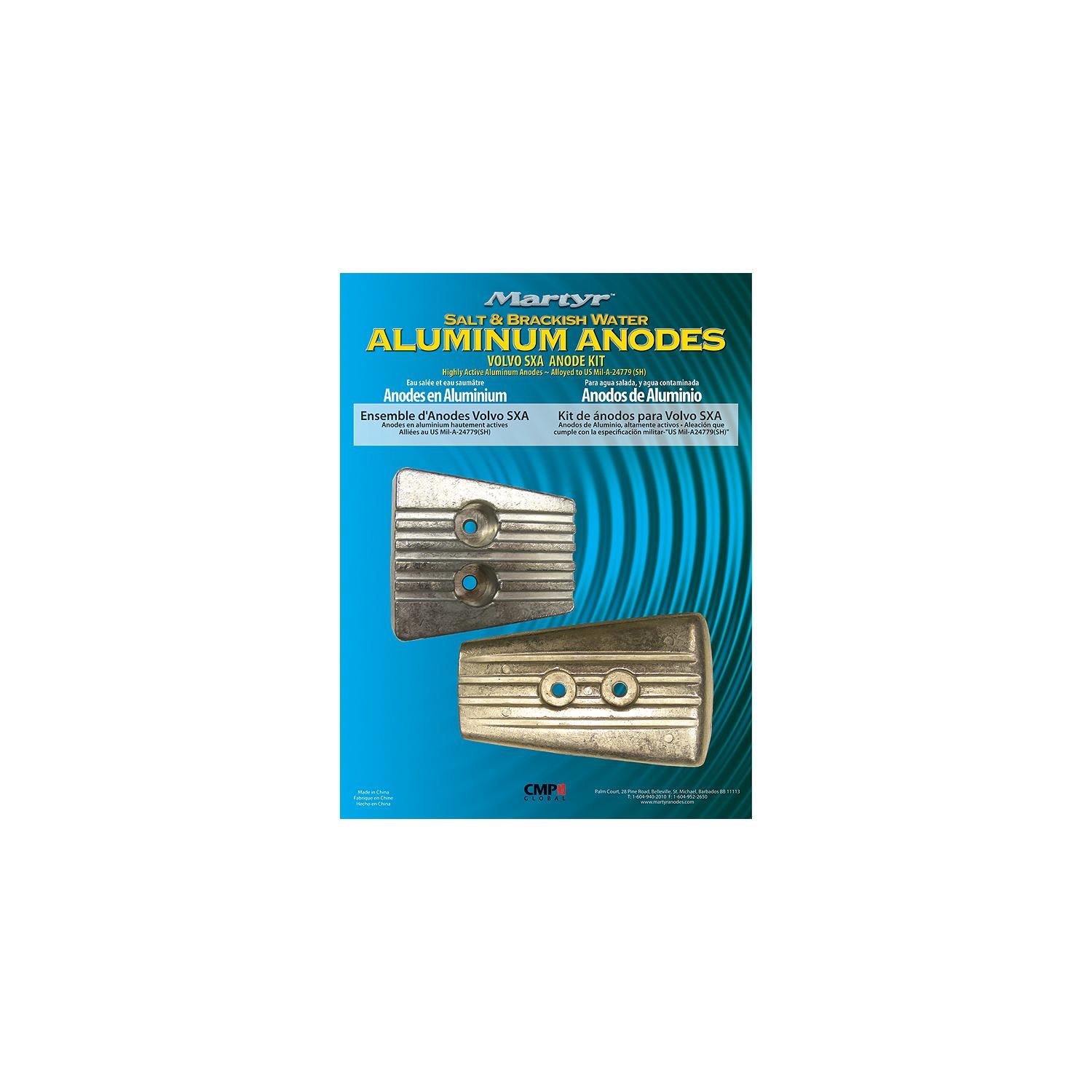 Martyr CMSXAKITZ Anode Kit For Volvo Penta SX-A/DPS Engine (Contains 1-3841427, 1-3883728 and Fastening Hardware)