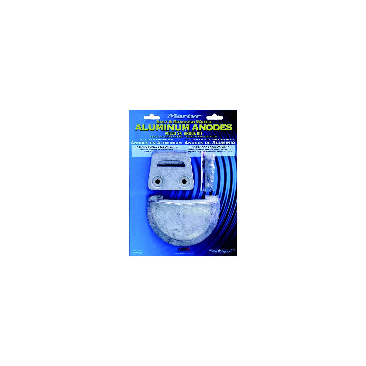 Martyr CMSXKITA Aluminum Anode Kit For Volvo Penta SX Engine (Contains 1-3855411, 1-3854130 and Fastening Hardware)