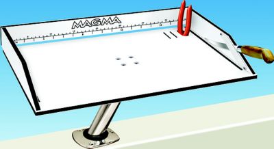 Magma T10-312B Black and White Bait/Filet Mate Table With LeveLock All Angle Adjustable Fish Rod Holder Mount, Built-in Ruler, Knife & Plier