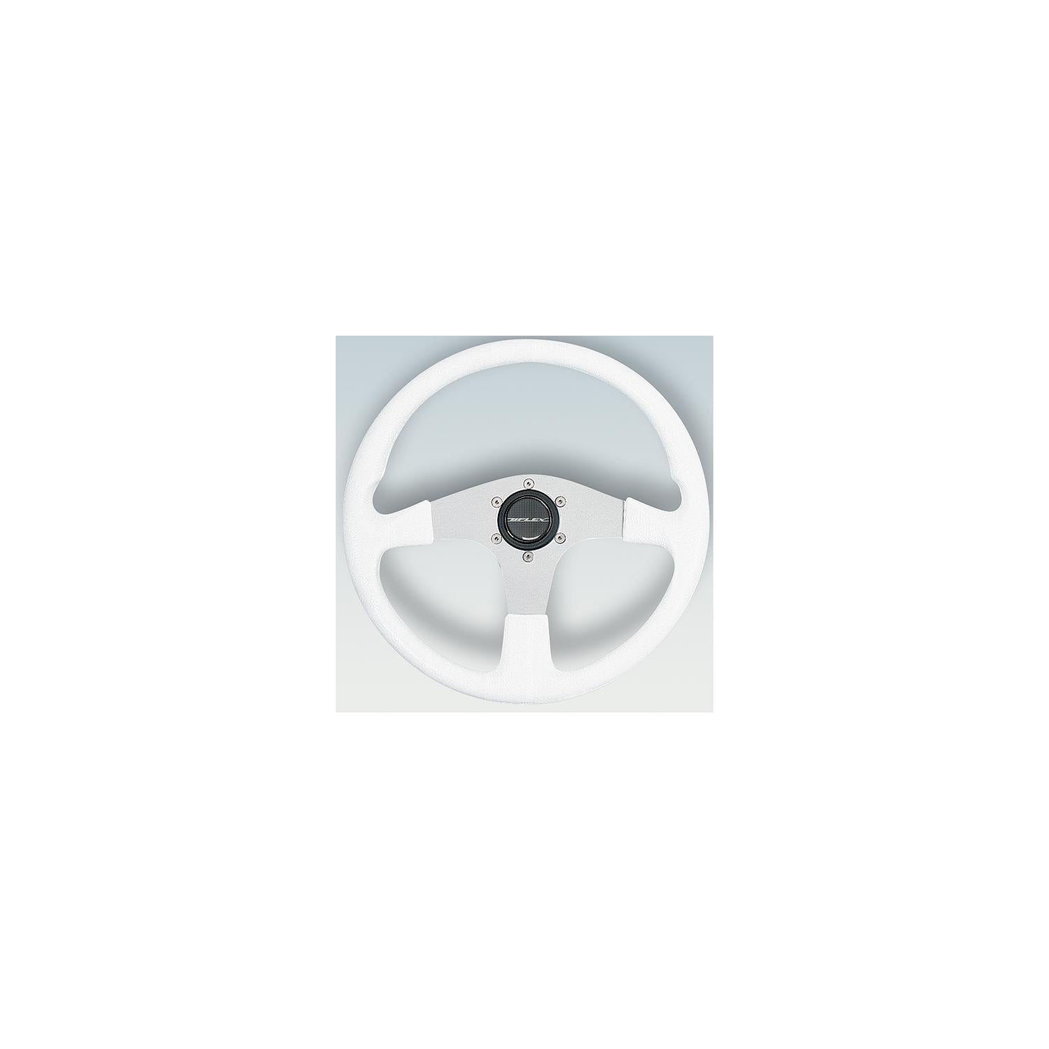 UFlex CORSE-W/S Uflex Corse Steering Wheel, White PVC Grip w/Silver Spokes