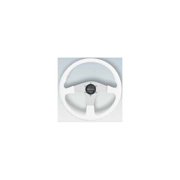 UFlex CORSE-W/S Uflex Corse Steering Wheel, White PVC Grip w/Silver Spokes