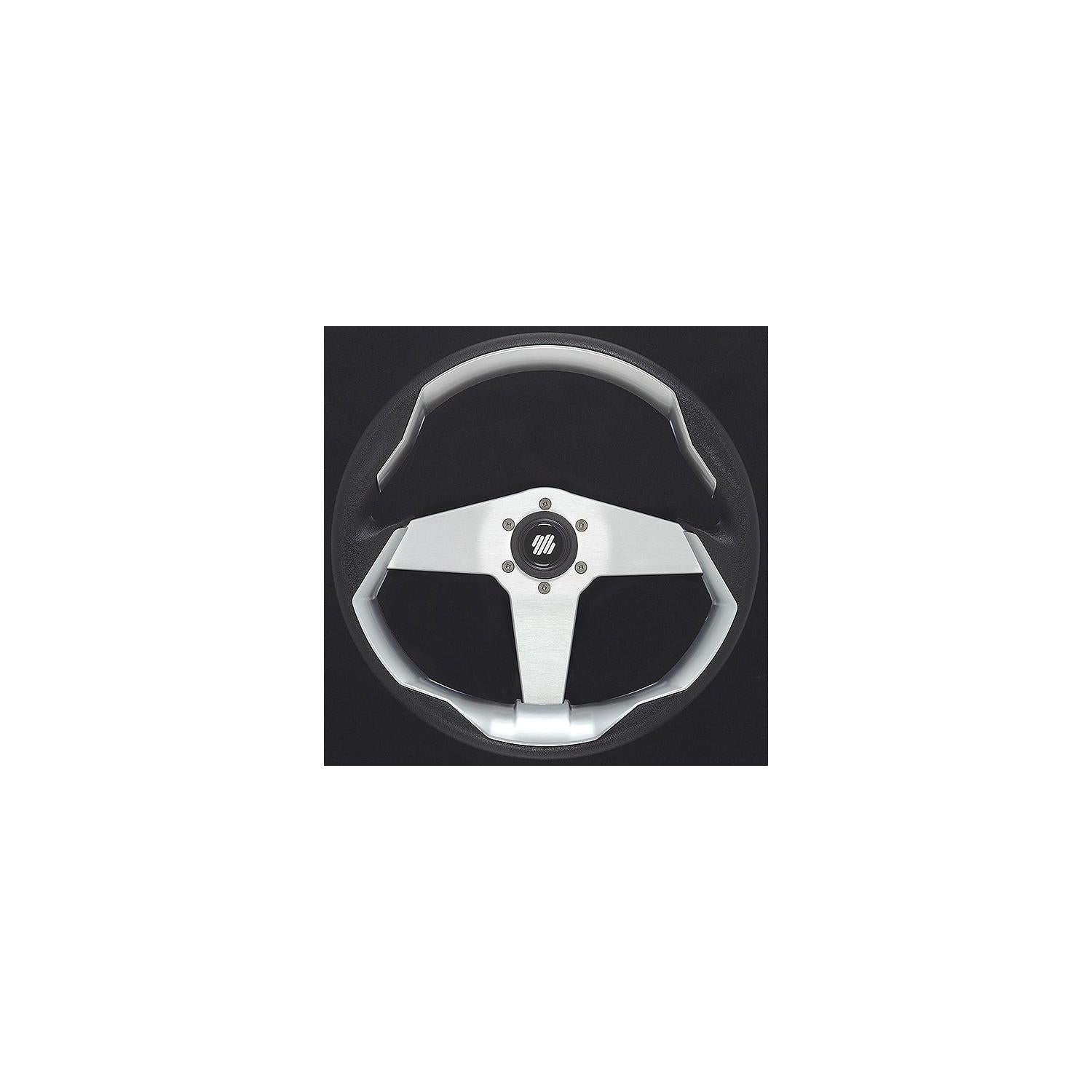 UFlex GRIMANI B/S/VE Uflex GRIMANIBSVE Grimani Steering Wheel, Black w/Silver Spokes