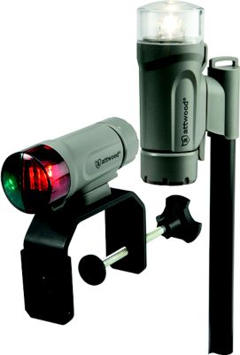 ATTWOOD 14192-7 Attwood 141927 Deck Mount Portable LED Nav Light Kit w/Telescoping Pole, Marine Gray