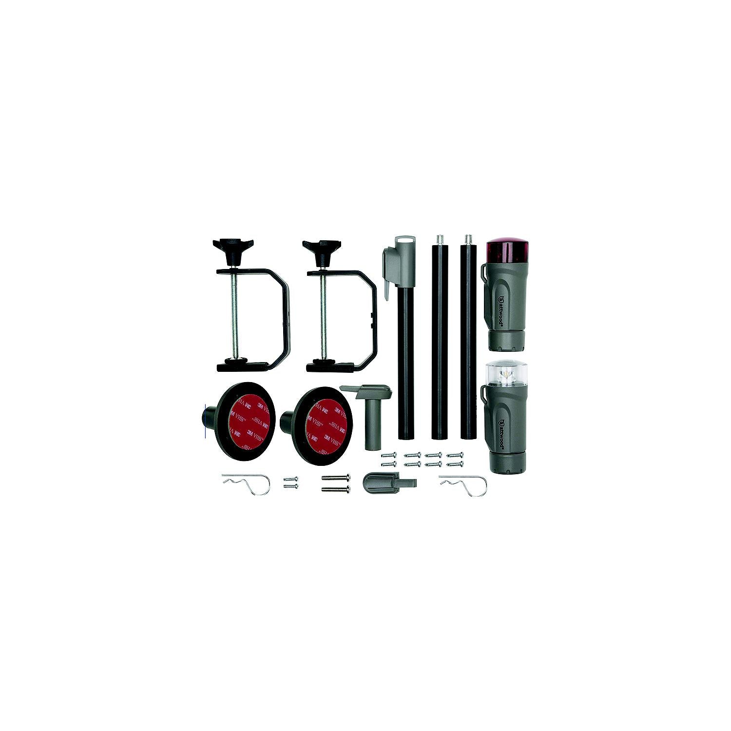 ATTWOOD 14196-7 Attwood 141967 All-Craft Battery Operated LED Portable Nav Light Kit w/Threaded Pole, Marine Gray