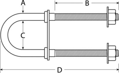 ATTWOOD 3392-3 Attwood Bow Eye U-Bolt 1/2