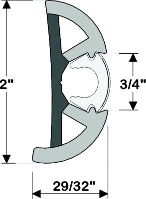 Taco Metals V11-9990BBK60-2 V119990BBK602 Suproflex Rub Rail Kit, Medium, 60', Black/Chrome