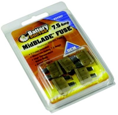 Wirthco 24357 Battery Doctor Midbladeâ„¢ ATO/ATC Fuses, 7.5A, 5/Pk