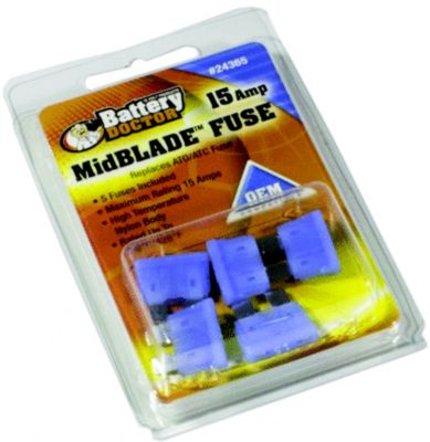 Wirthco 24365 Battery Doctor Midbladeâ„¢ ATO/ATC Fuses, 15A, 5/Pk