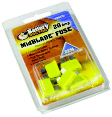 Wirthco 24370 Battery Doctor Midbladeâ„¢ ATO/ATC Fuses, 20A, 5/Pk