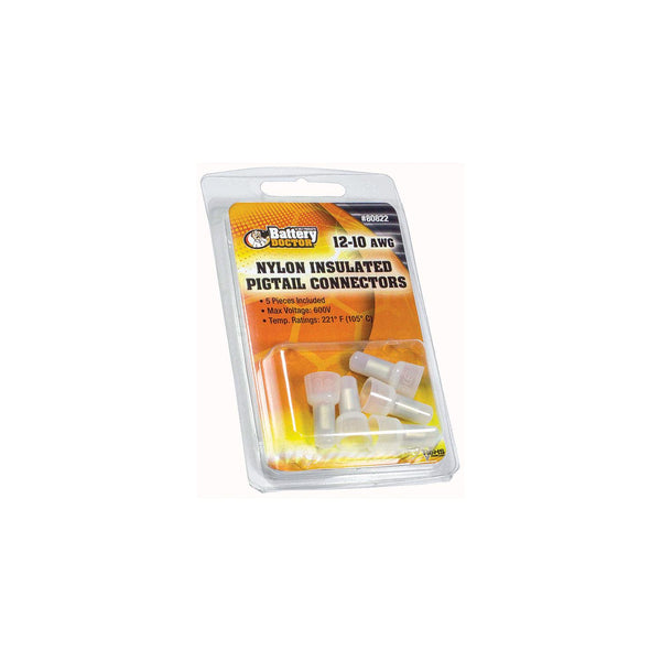 Wirthco 80822 Battery Doctor High Temperature Vinyl Insulated Pigtail Connector, 12-10 AWG, 5/Pk.