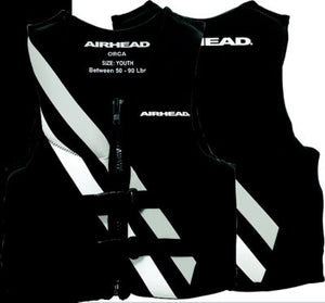 Airhead 10075-03-B-BK 1007503BBK Orca Neolite Kwik-Dry Life Vest, Youth, Black/White
