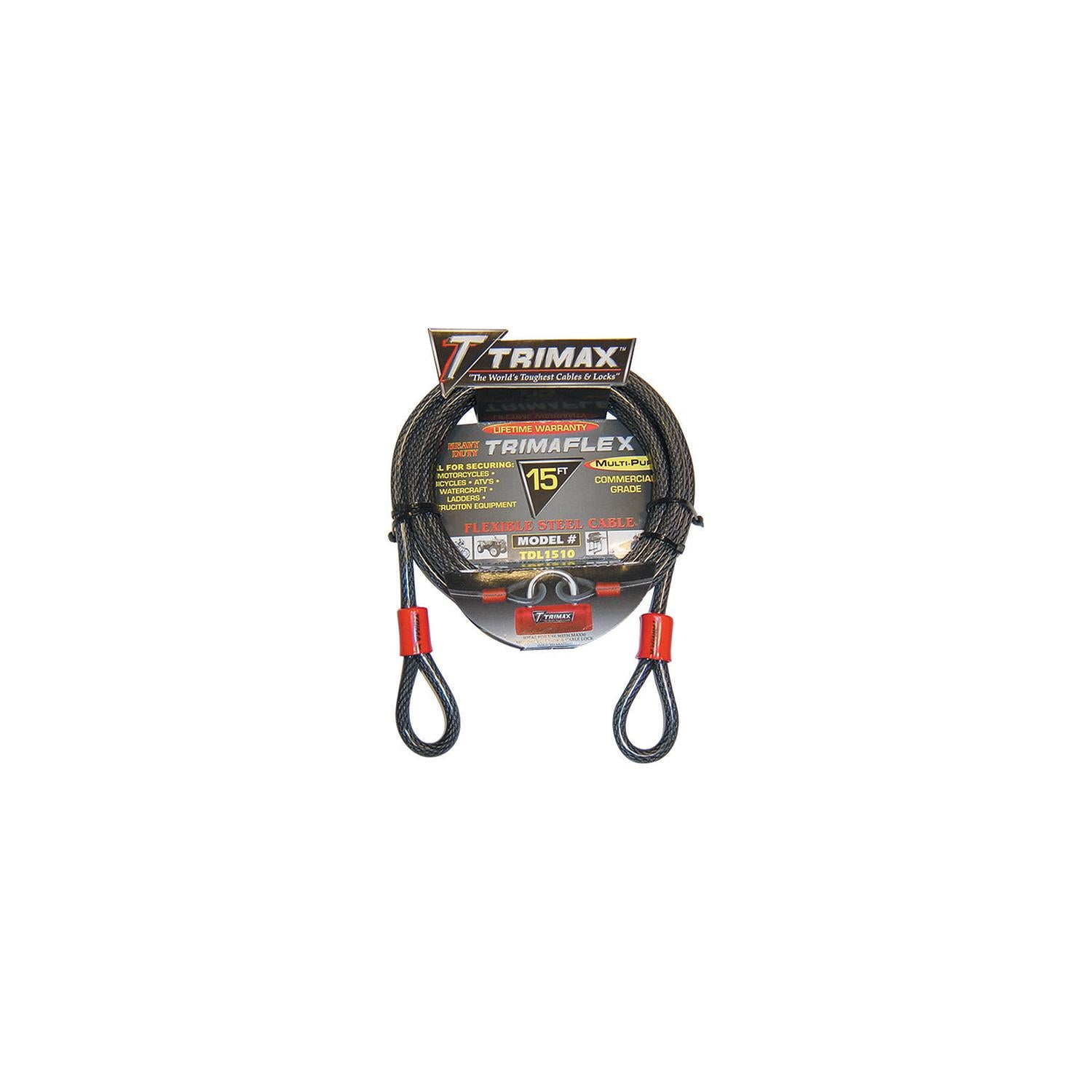 Trimax Locks TDL3010 Dual Loop Quadra Braid Trimaflex Cable, 30' L x 10mm