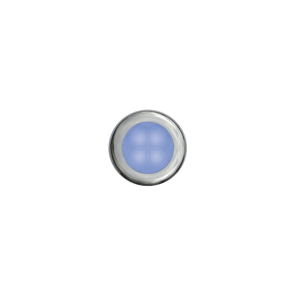 Hella 980502221 12V Slim Line Round Courtesy Lamp With Polished Stainless Steel Rim