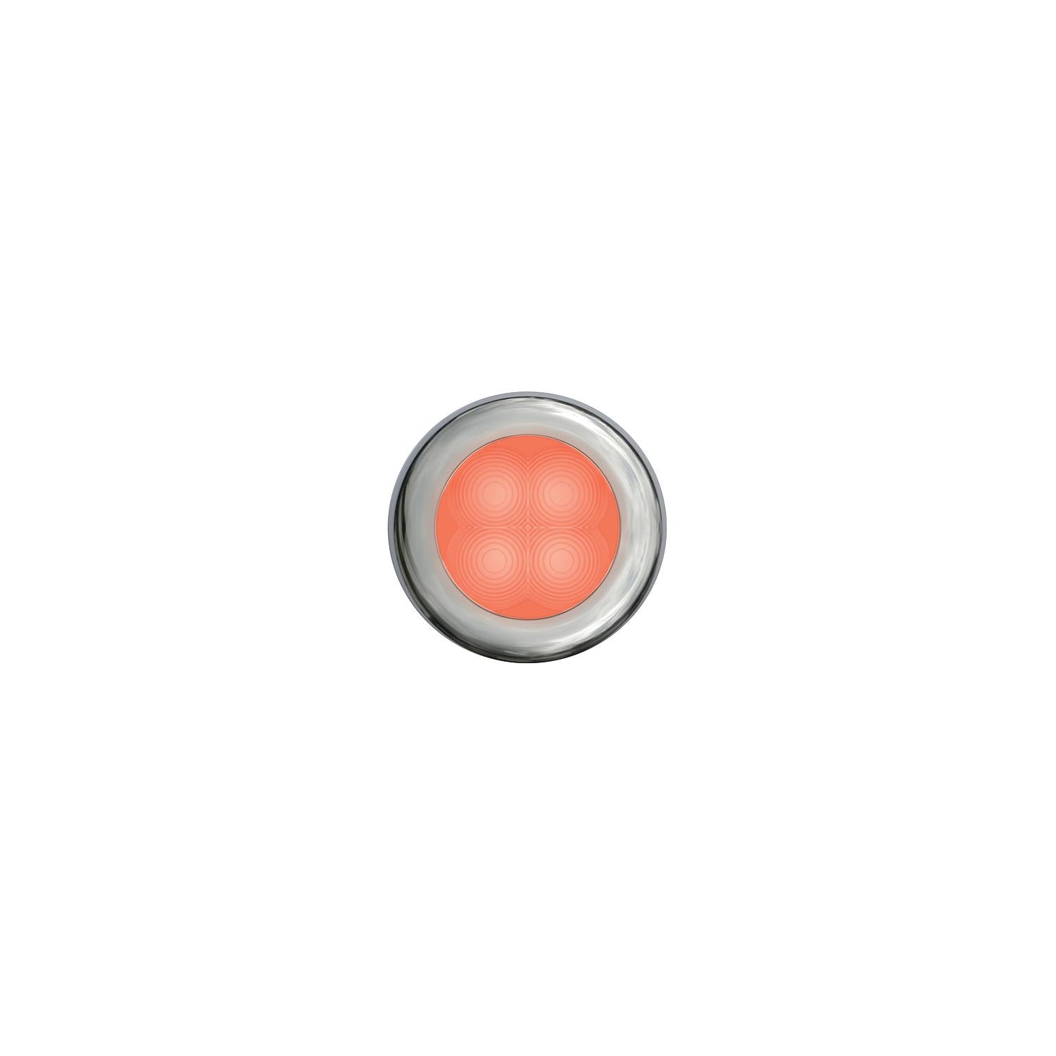 Hella 980507221 12V Slim Line Round Courtesy Lamp With Polished Stainless Steel Rim