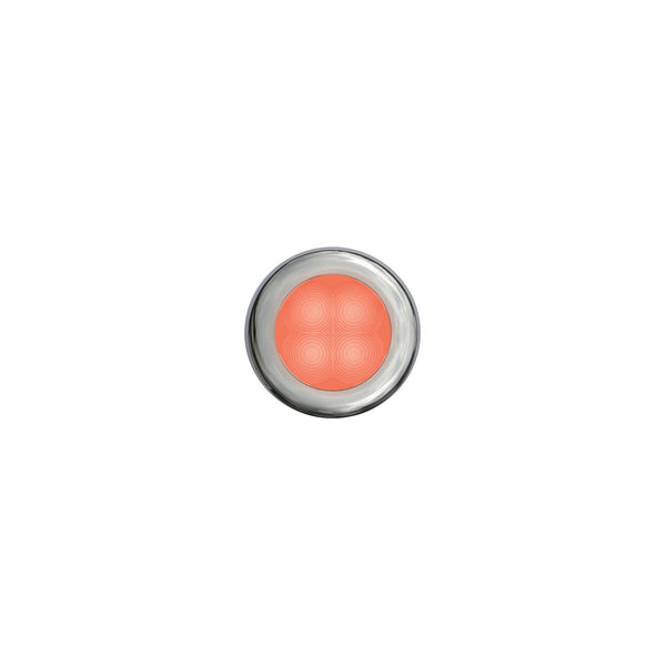 Hella 980507221 12V Slim Line Round Courtesy Lamp With Polished Stainless Steel Rim