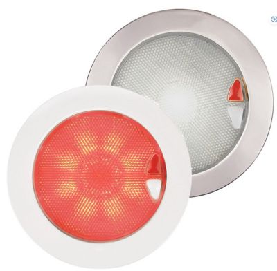 Hella 980630012 EuroLEDÂ® 150 Round Touch Lamp, White/Red w/Polished Stainless Steel Rim