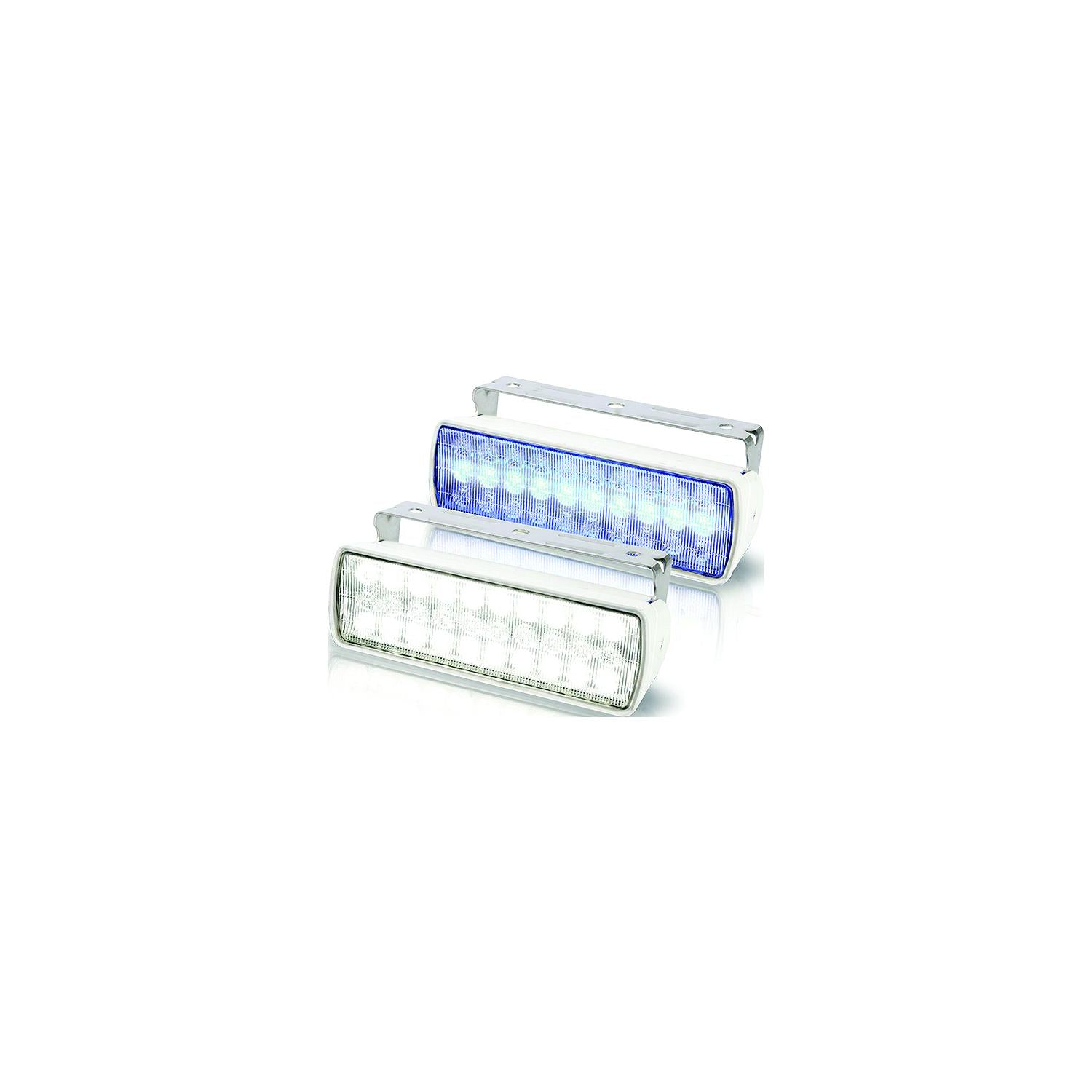 Hella 980950071 Sea Hawk XL Dual Color LED Floodlight, White Housing, Blue/White Lights