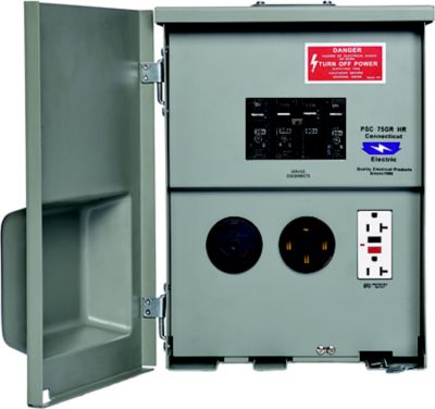 Parallax Power Supply U075CTL010 80A 120/240V Outdoor RV Outlet with 20A-1 & 30A-1 50A-2 Pole Breaker TT-30R 5-20R1 GF