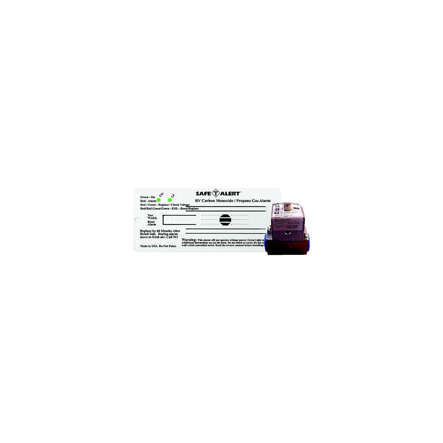 MTI Industries 35-742-R-WT-KIT 35742RWTKIT 12V 35 Series Safe-T-Alert Flush Mount RV Dual Carbon Monoxide/Propane Alarm w/Trim Ring & S
