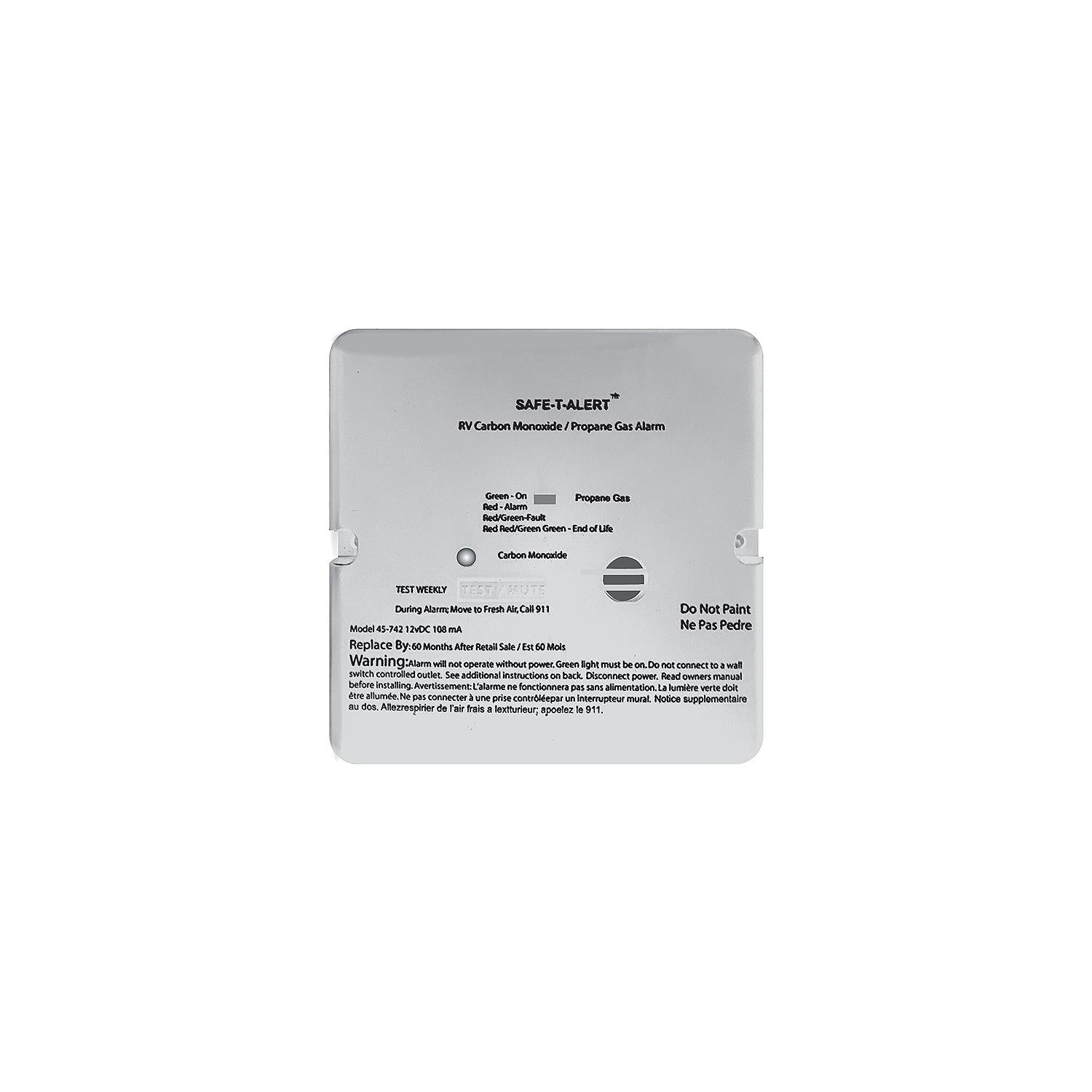 MTI Industries 45-742-WT Safe t Alert 45 Series - Dual Carbon Monoxide / Propane Alarm, White