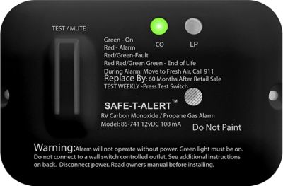 MTI Industries 85-741-BL-TR 85741BL 85 Series Safe-T-Alert CO/Propane Alarm, Black