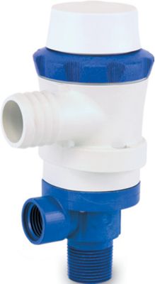 Shurflo 357-103-10 Anti-Airlock 12V 1,100 GPH 4.5 Amp White & Blue Piranha Dual Port Livewell Pump