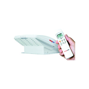 MaxxAir 00-07000K MaxxFan Deluxe 0007000K White RV 10-Speed Fan w/Electric Opening, Remote Control & Rain Shield