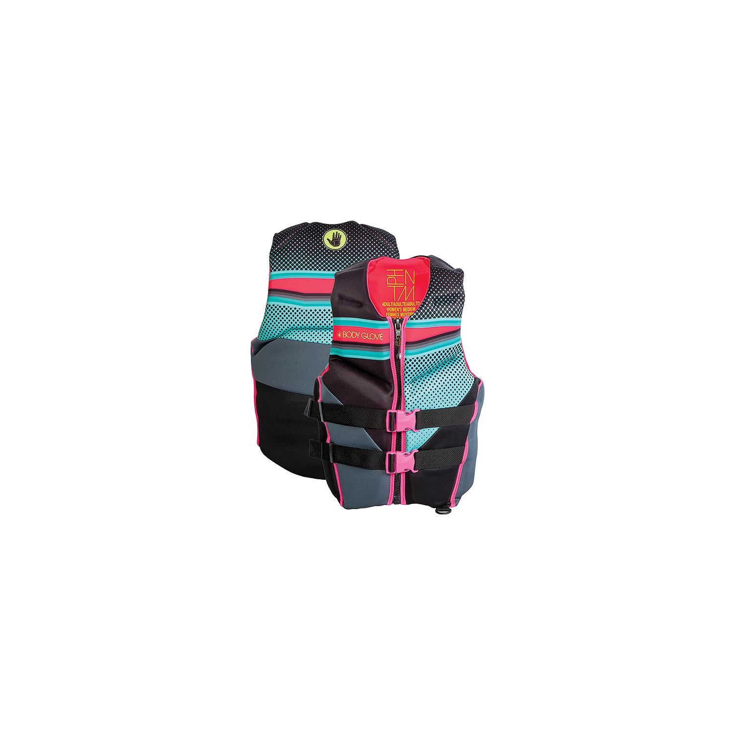 Body Glove Vests 23224WAQUPNKS Women's Phantom Evoprene Vest, Aqua/Pink, Small