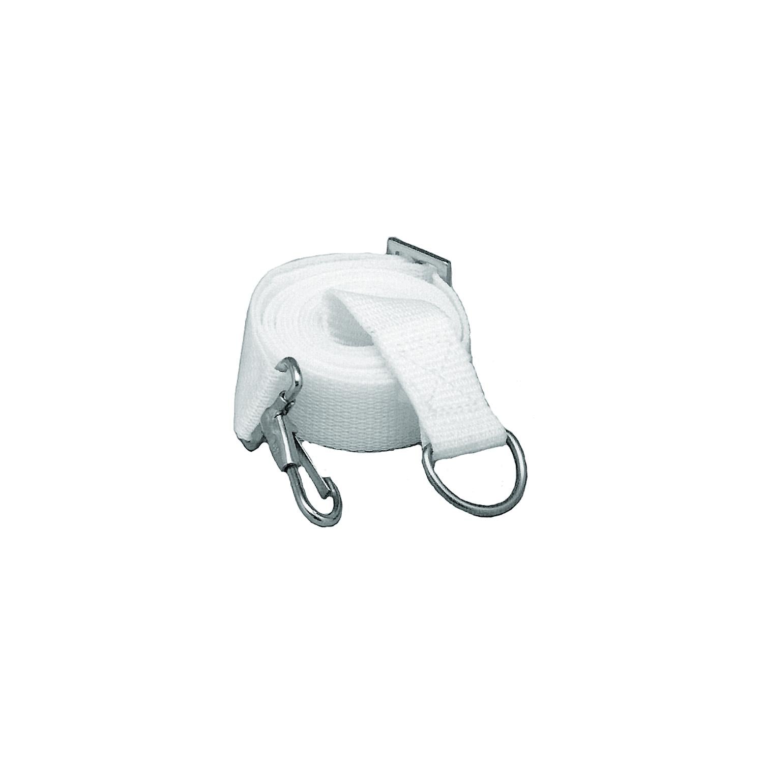 Taylor Made Products 2000 Adjustable Tie-Down Strap 6' Long With Stainless Steel Ring on One End and Snap Other - White, 2/pk
