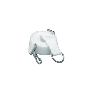 Taylor Made Products 2000 Adjustable Tie-Down Strap 6' Long With Stainless Steel Ring on One End and Snap Other - White, 2/pk