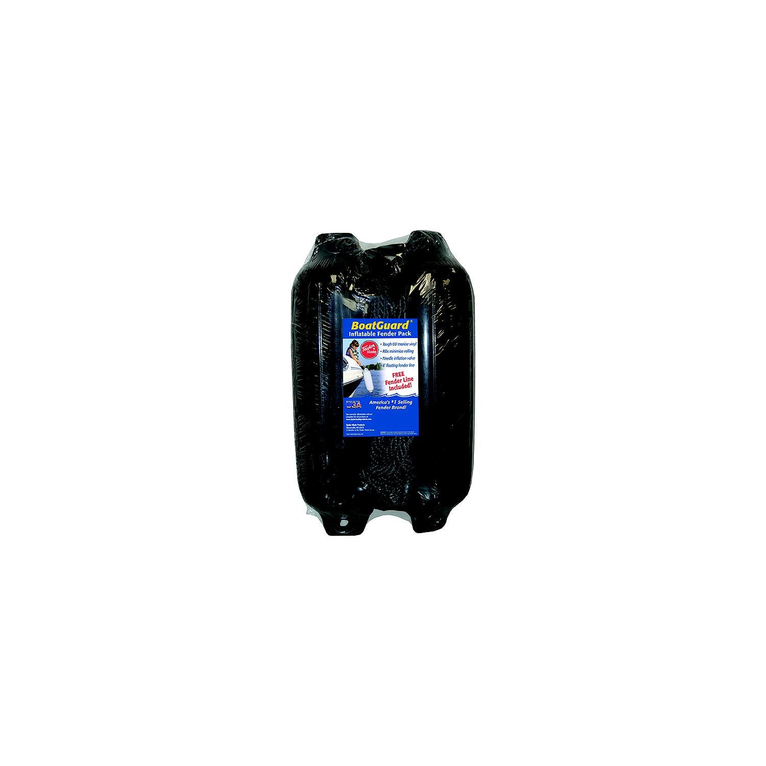 Taylor Made Products 31016B2P 2Pk Boatguard Fenders W/Fender Line, Black, 6