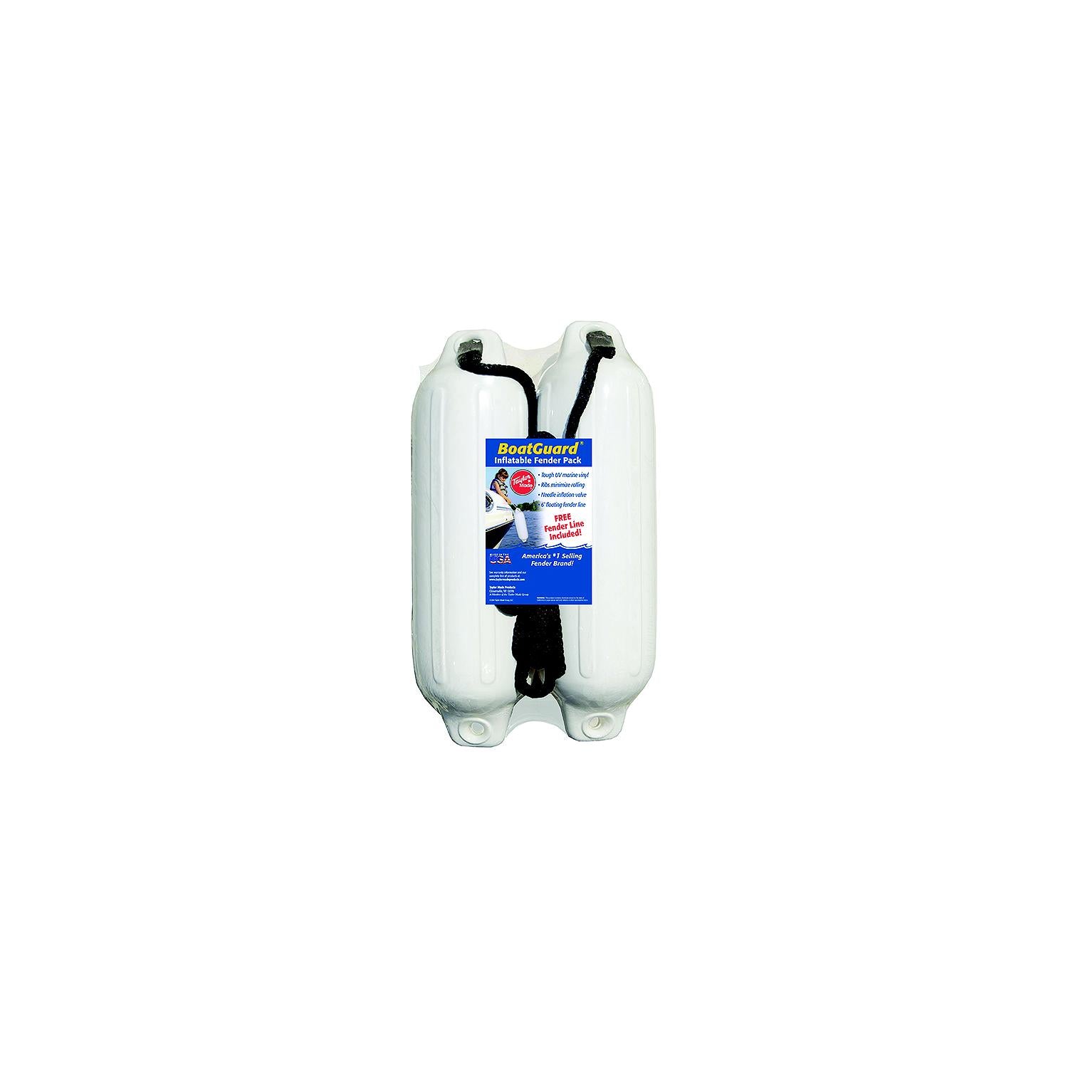 Taylor Made Products 310162P 2Pk Boatguard Fenders W/Fender Line, White, 6