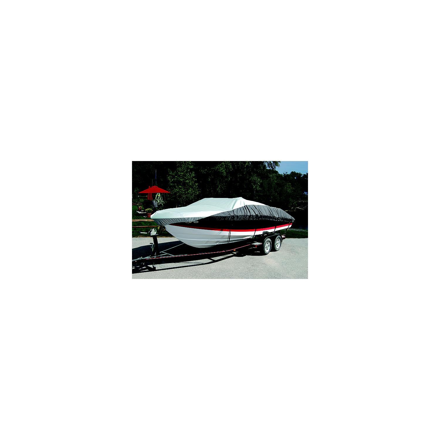 Taylor Made Products 70901 Heavy Duty Polyester Two-Tone Color Fabric BoatGuard Eclipse Boat Cover With Storage Bag, Tie-Down Straps and Suppor