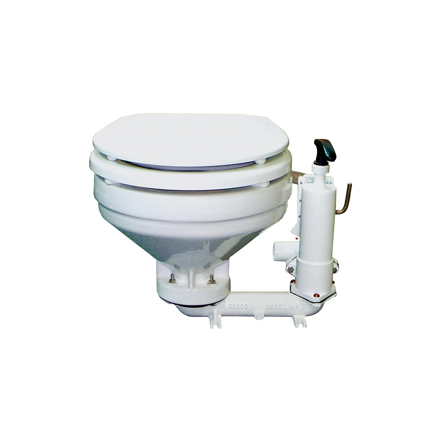Groco HF-B HF Hand Operated Toilet With Bronze Base - White