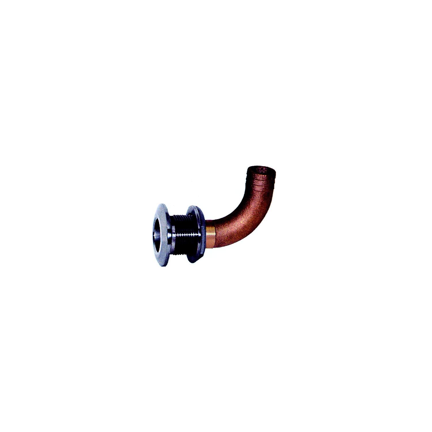 Groco HTHC-1000-S HTHC-S #316 SS Hose Thru-Hull 90 Degree With Bronze Nut