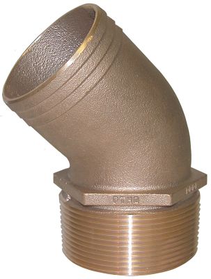 Groco PTHD-750 PTHD Bronze Standard Flow, 45 Degree, Pipe-To-Hose Adapter With NPT Thread