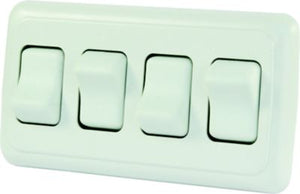 JR Products 12331 White Quad RV Rocker Switch Assembly with Bezel