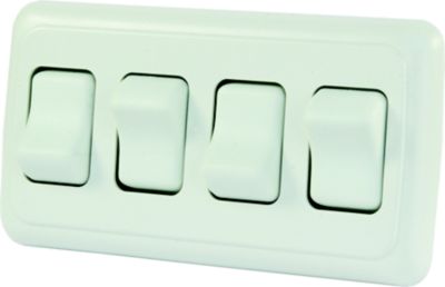 JR Products 12331 White Quad RV Rocker Switch Assembly with Bezel