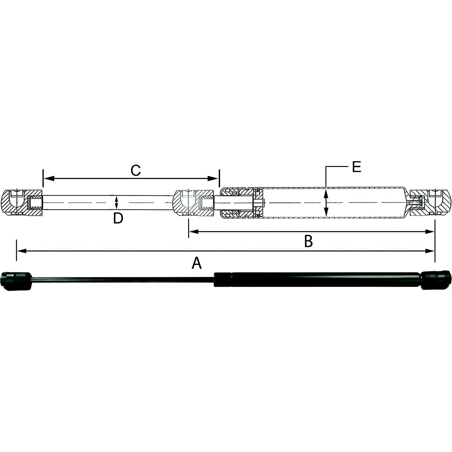 JR Products GSNI-5300-60 Hardline Black Nitride Shaft Gas Spring