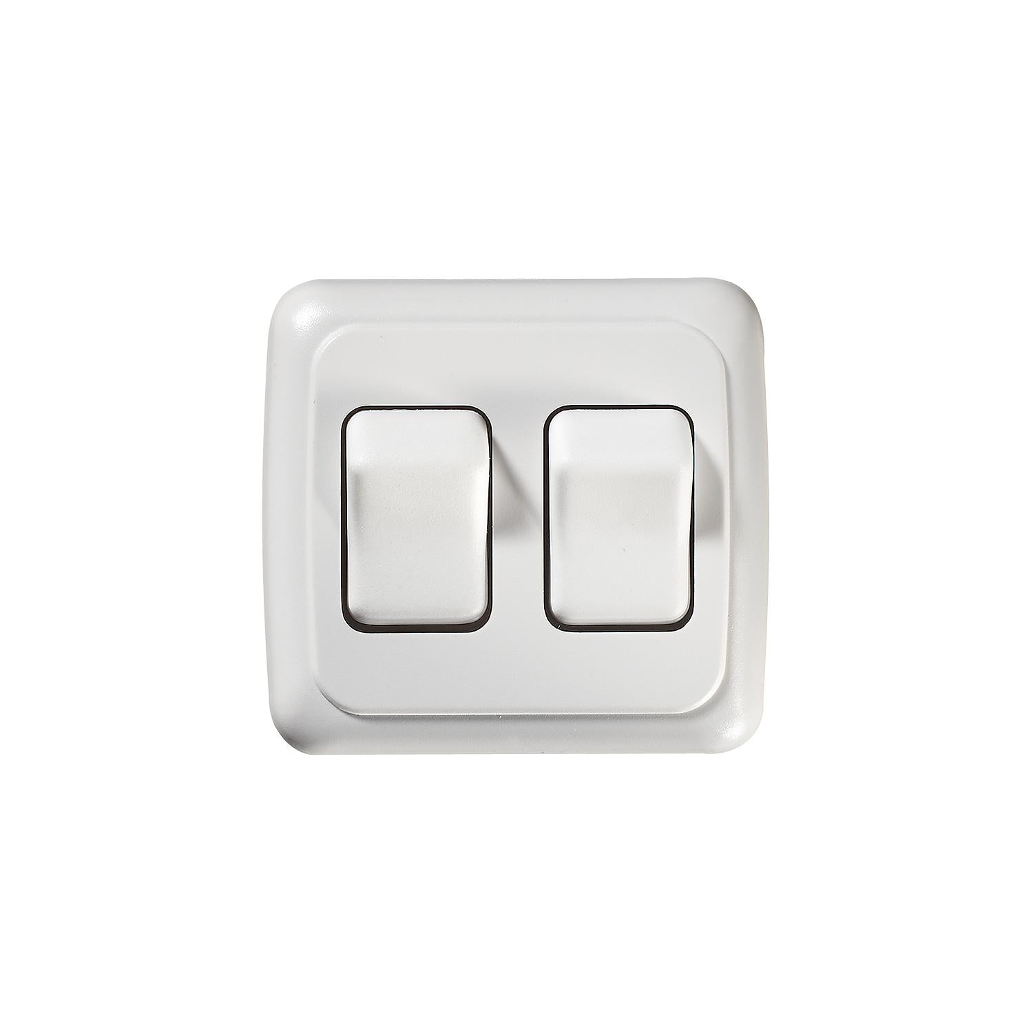RV Designer S533 White Double On/Off Contoured Switch in Plate