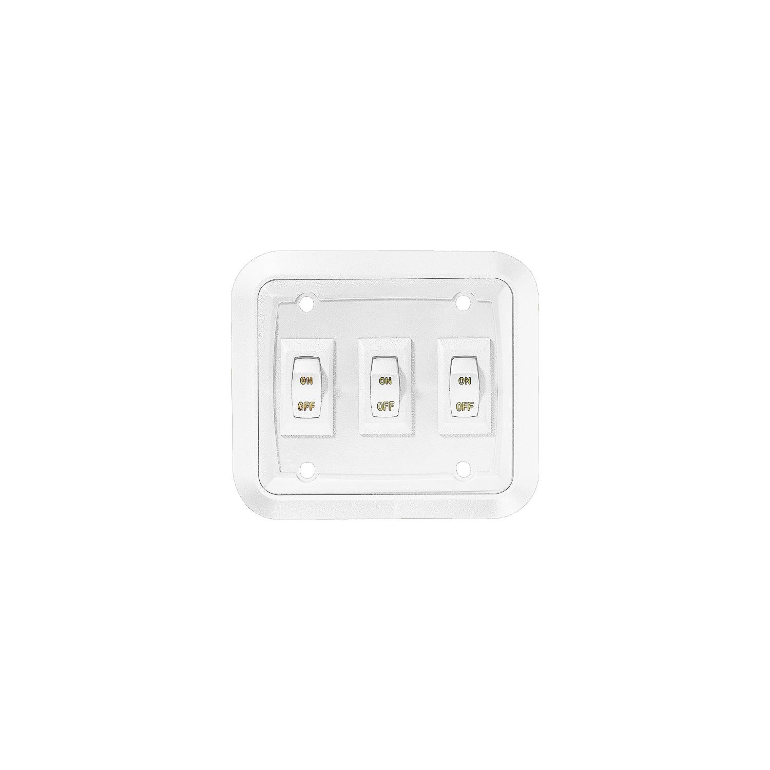 RV Designer S661 DC Triple Wall Switch in Plate, White
