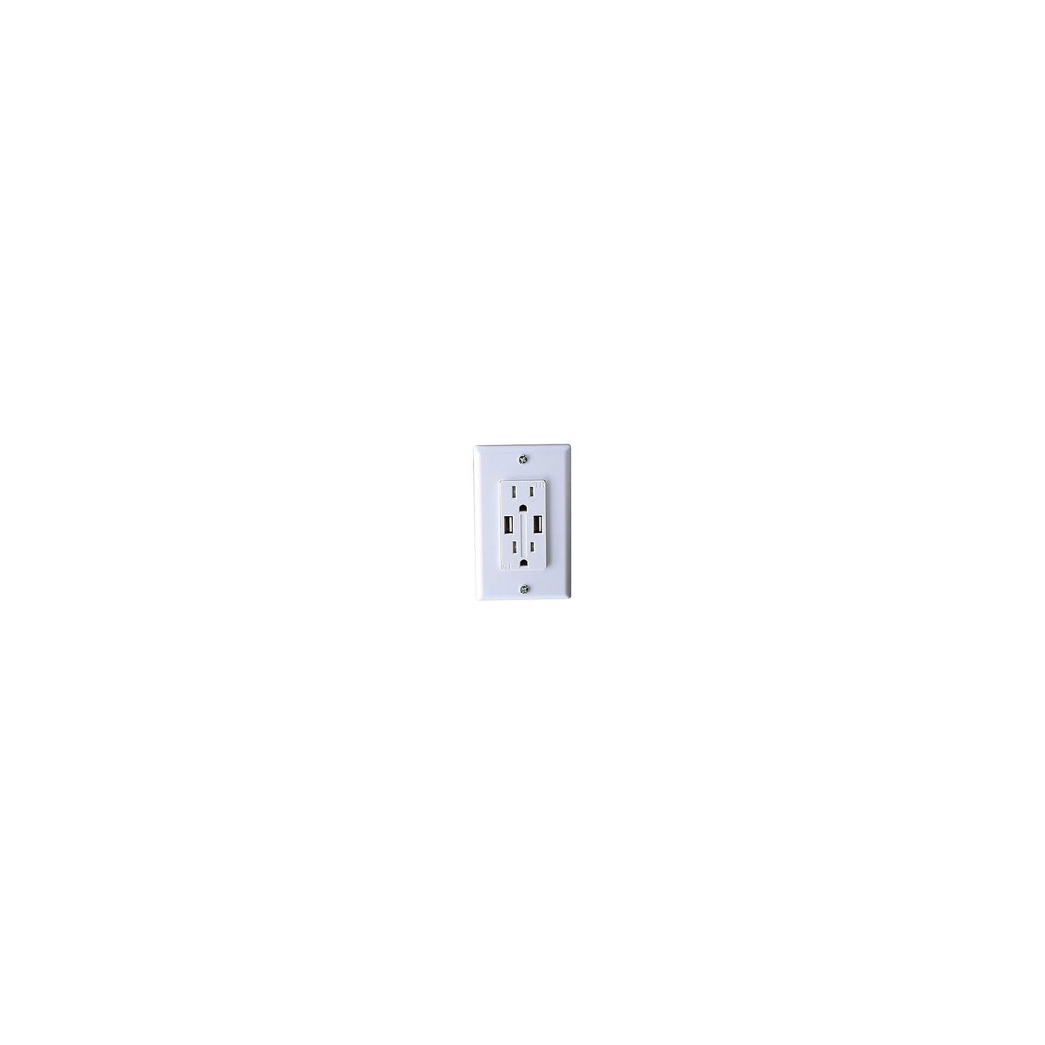 RV Designer S850 AC Dual Outlet With USB Charging Ports, White
