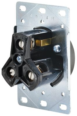 RV Designer S971 AC 30 Amp Receptacle In Plate, 30A / 125V, White