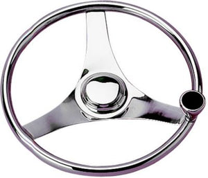 Sea-Dog Line 230323 3-Spoke Stainless Steering Wheel With Integral Knob, 13-1/2