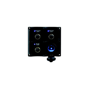 Sea-Dog Line 4246231 Seadog 424623-1 Water Resistant Toggle Switch Panel w/3 Switches & Power Stocket